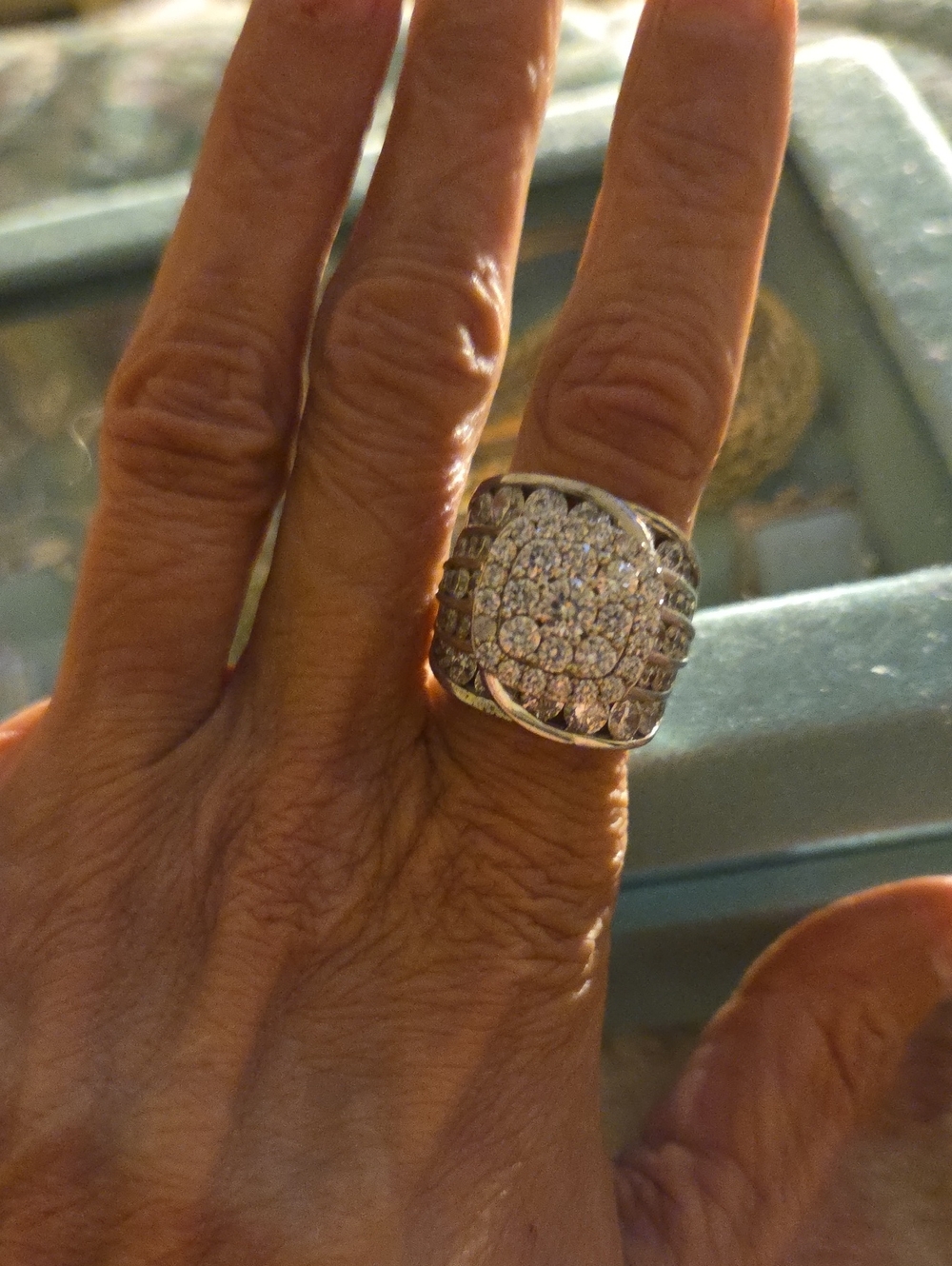 Stunning! New,Bella Luce,Sterling Silver Pave Cluster Ring !
